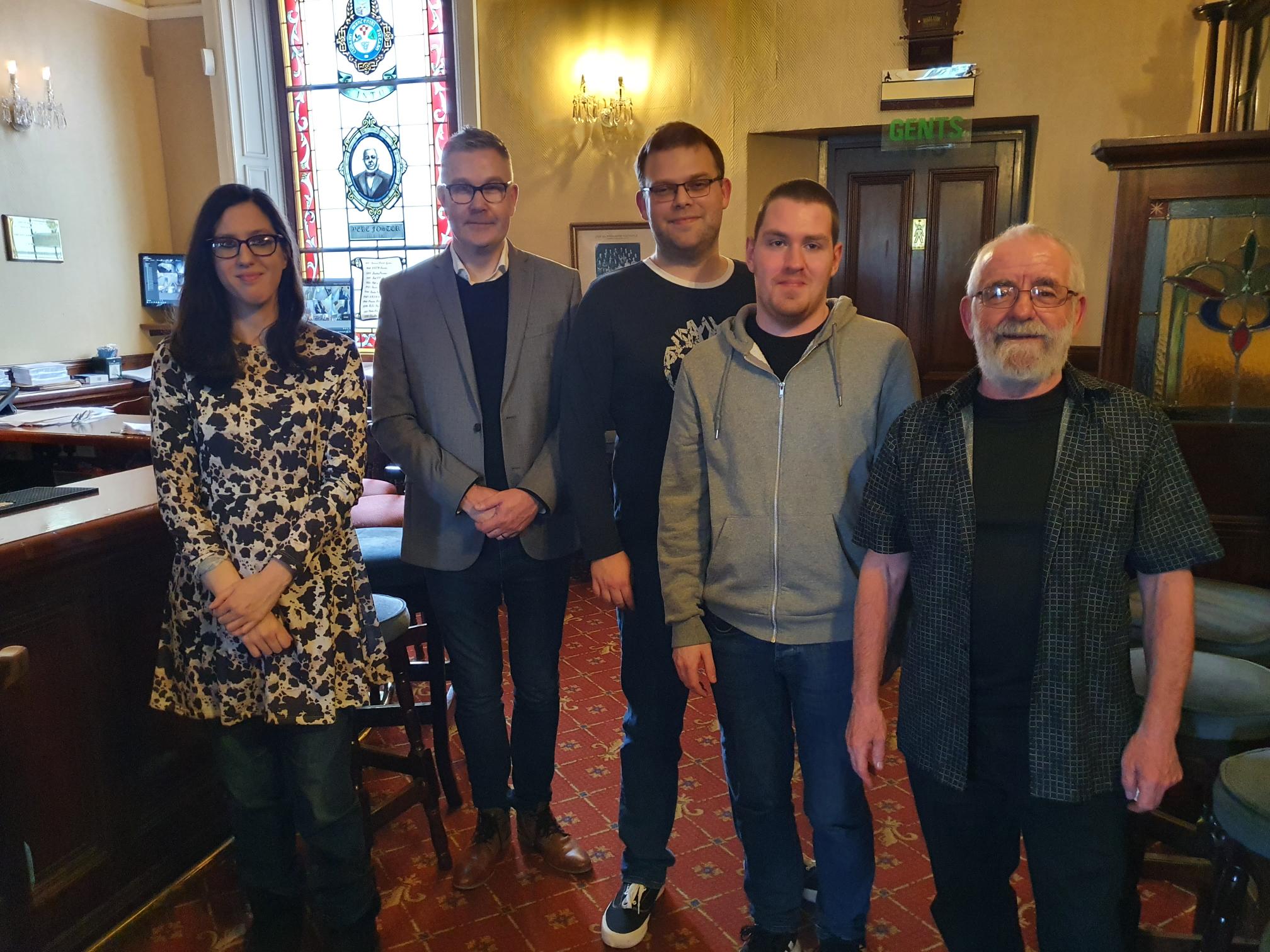 SCC creative writing competition winners 2023 pictured with Film Director Frank Berry