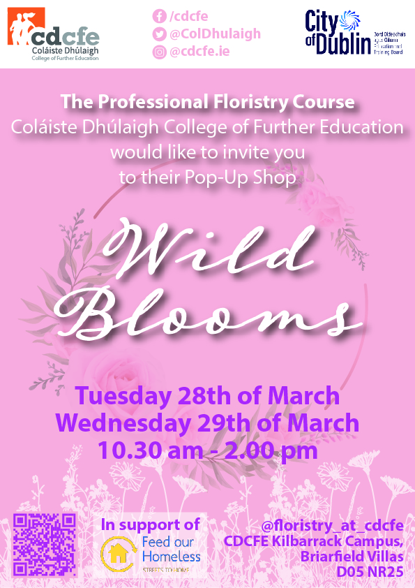 Wild Blooms pop up floristry shop opening Tuesday 28th March