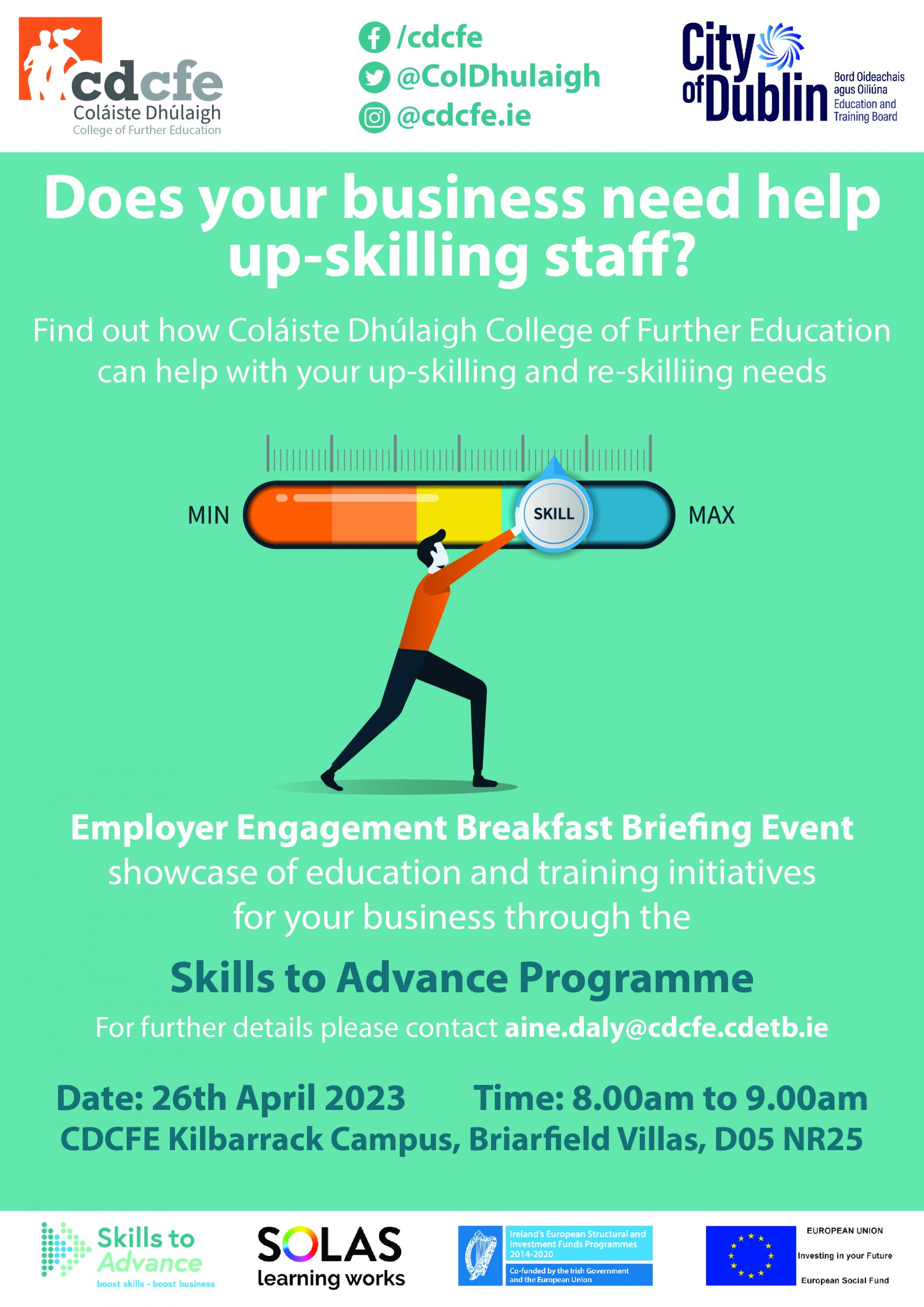 Breakfast Briefing at CDCFE KIlbarrack campus Wednesday 26th April