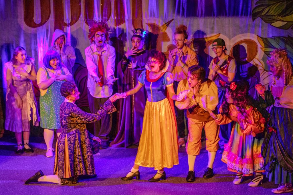 Image of 1st and 2nd year students perform 'Snow White & the 7 Emotions' in The Sean O Casey theatre, Eastwall Dec 2024