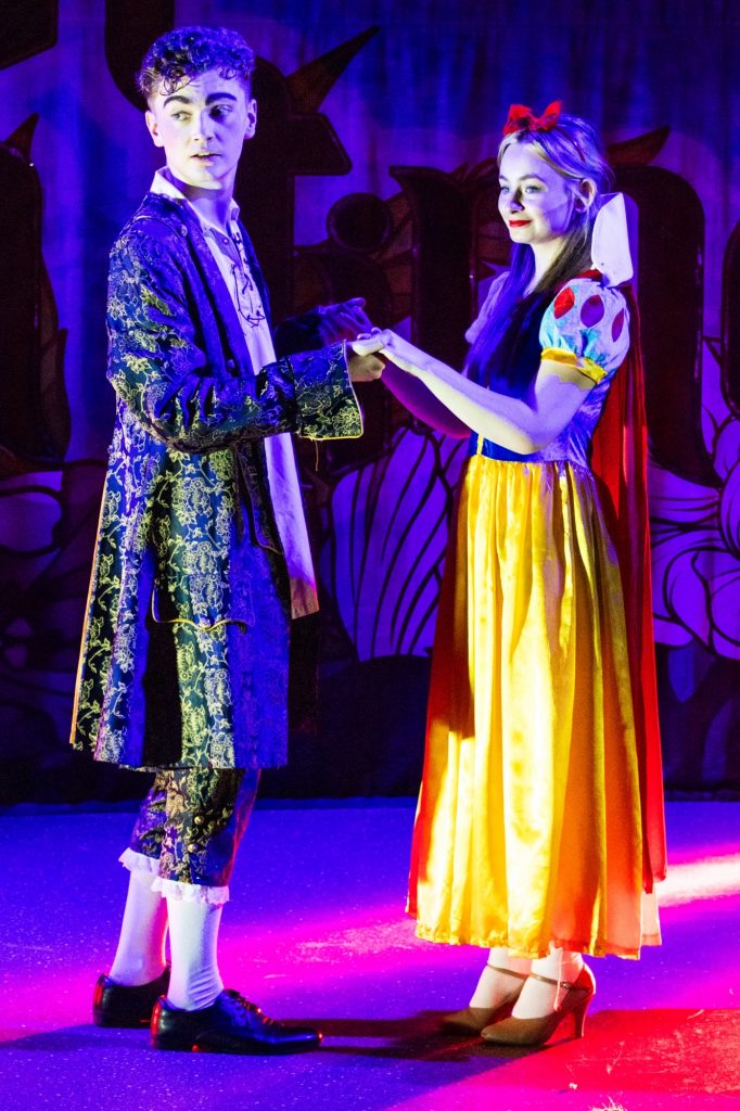 Photo of Addison Fly as Snow White and Jamie Doyle Brunty as Prince Richie in our panto 'Snow White & the 7 Emotions' Dec 2024