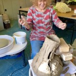 Eileen Kavangh working in ceramics studio