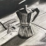 Still LIfe Charcoal coffee pot Siobhan Redmond